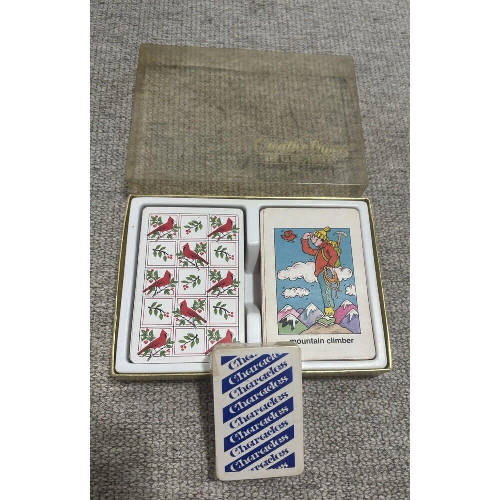 Vintage Charades Card Game Set Cardinal Cards Complete? Illustrated Deck w Case
